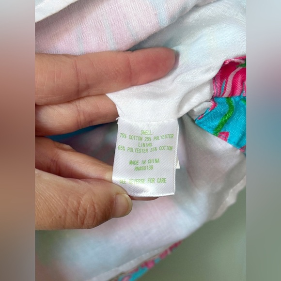 Lilly Pulitzer Originals Classic Shift Dress Cotton Blend Blue Pink Girls Size 7 - Picture 5 of 7